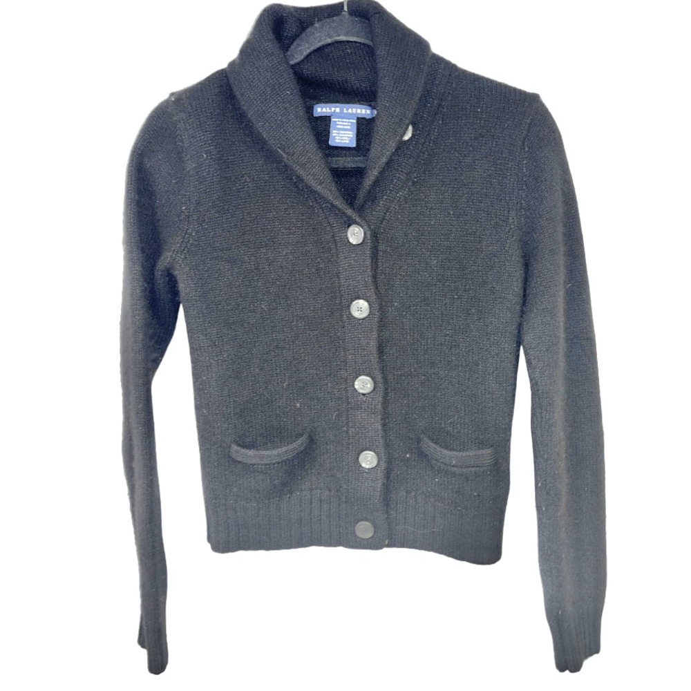 Ralph Lauren Blue Label Cashmere Wool Timeless Quiet Luxury Cardigan Sweater